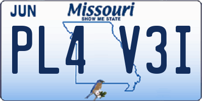MO license plate PL4V3I