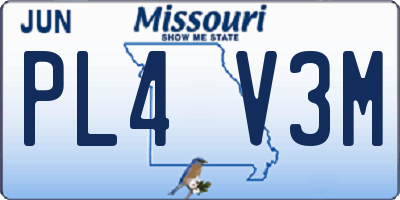 MO license plate PL4V3M