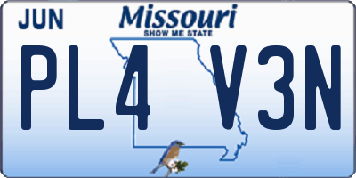 MO license plate PL4V3N