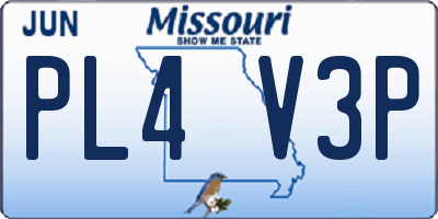 MO license plate PL4V3P