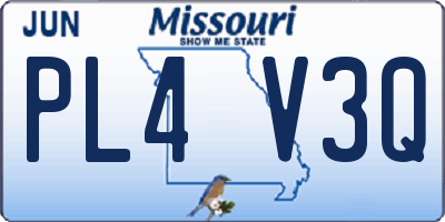 MO license plate PL4V3Q