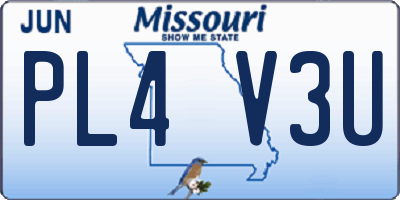 MO license plate PL4V3U
