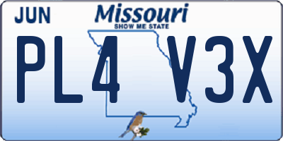 MO license plate PL4V3X