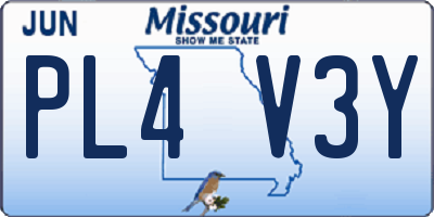 MO license plate PL4V3Y
