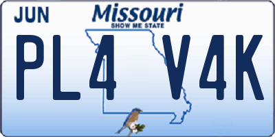 MO license plate PL4V4K