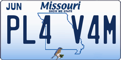 MO license plate PL4V4M