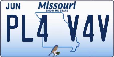 MO license plate PL4V4V