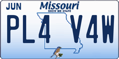 MO license plate PL4V4W