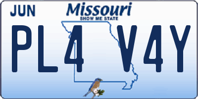 MO license plate PL4V4Y