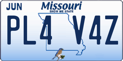 MO license plate PL4V4Z
