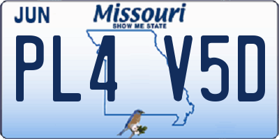 MO license plate PL4V5D