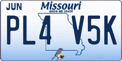 MO license plate PL4V5K