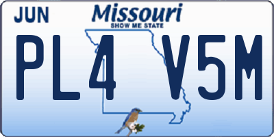 MO license plate PL4V5M