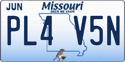 MO license plate PL4V5N