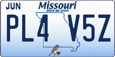 MO license plate PL4V5Z