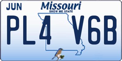 MO license plate PL4V6B