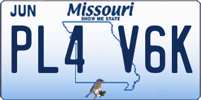 MO license plate PL4V6K