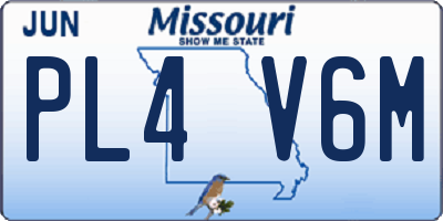 MO license plate PL4V6M