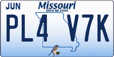 MO license plate PL4V7K