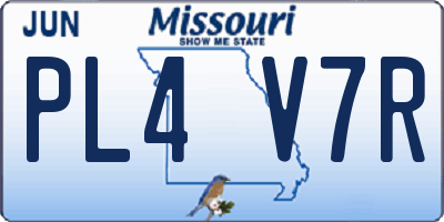 MO license plate PL4V7R
