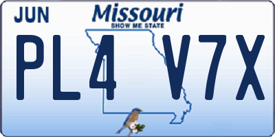 MO license plate PL4V7X