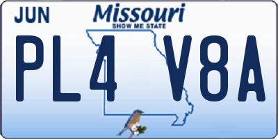 MO license plate PL4V8A