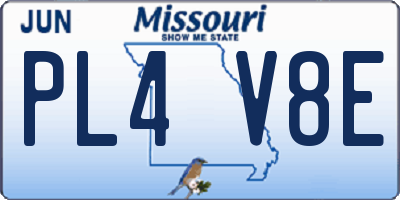 MO license plate PL4V8E