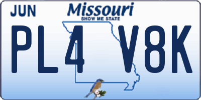 MO license plate PL4V8K