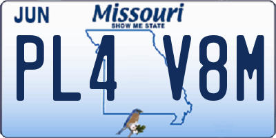 MO license plate PL4V8M