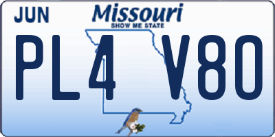 MO license plate PL4V8O