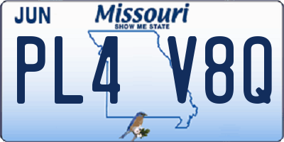 MO license plate PL4V8Q