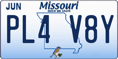 MO license plate PL4V8Y