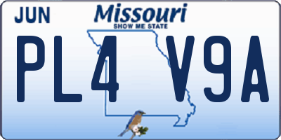 MO license plate PL4V9A