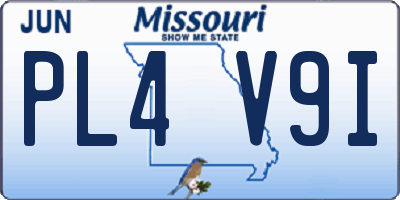 MO license plate PL4V9I