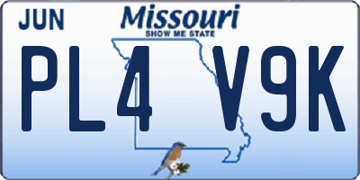 MO license plate PL4V9K