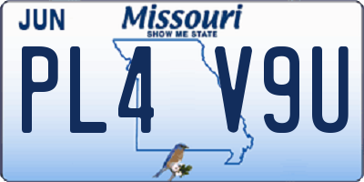 MO license plate PL4V9U