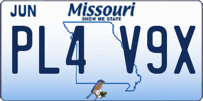 MO license plate PL4V9X