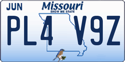 MO license plate PL4V9Z