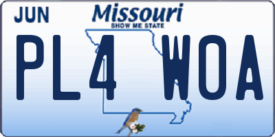 MO license plate PL4W0A