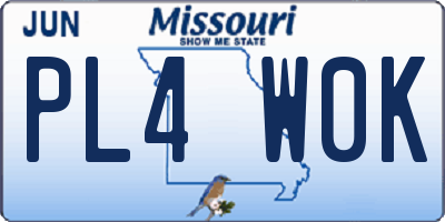MO license plate PL4W0K