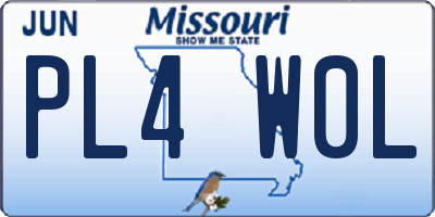 MO license plate PL4W0L