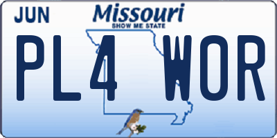 MO license plate PL4W0R