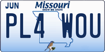 MO license plate PL4W0U