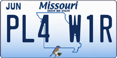 MO license plate PL4W1R