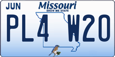 MO license plate PL4W2O