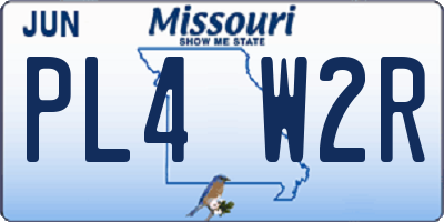 MO license plate PL4W2R