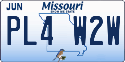 MO license plate PL4W2W