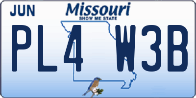 MO license plate PL4W3B