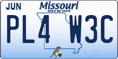 MO license plate PL4W3C