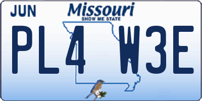 MO license plate PL4W3E